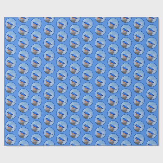 Papier Cadeau Peinture Bluebird - Art original pour oiseaux (Plat)
