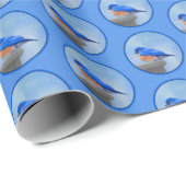 Papier Cadeau Peinture Bluebird - Art original pour oiseaux (Coin rond)