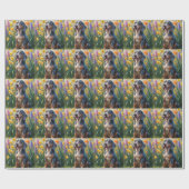 Papier Cadeau Peinture Bluetick Coonhound Chien Fleurs de printe (Plat)