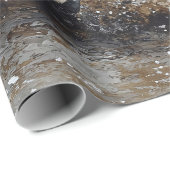 Papier Cadeau Peinture Cheval Traversant La Découpage De L'Eau (Coin rond)