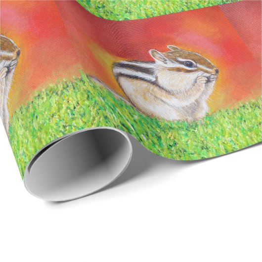 Papier Cadeau Peinture Cute Chipmunk (Coin rond)