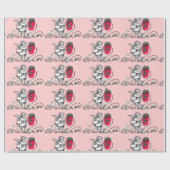 Papier Cadeau PEINTURE D'ANGE FLEURS ROSES Saint-Valentin (Plat)