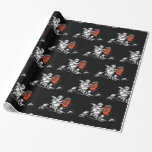 Papier Cadeau PEINTURE D'ANGE FLEURS ROUGES Noir Blanc Noël<br><div class="desc">Joli ange blanc vintage peint des fleurs rouges.</div>
