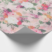 Papier Cadeau Peinture d'aquarelle rose romantique (Coin)