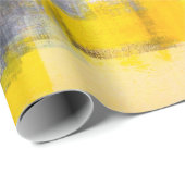 Papier Cadeau Peinture d'art Abstrait gris et jaune abstrait, ar (Coin rond)