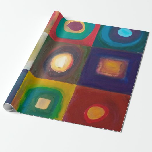 Papier Cadeau Peinture d'art moderne, moderne, abstrait, carré,  (Déroulé)