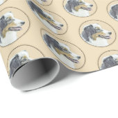 Papier Cadeau Peinture de berger australien - Art original de ch (Coin rond)