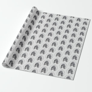Papier Cadeau Peinture de Caniche Standard Noir Parti - Art Cani