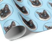 Papier Cadeau Peinture de chats de Siamese - Cute Original Cat A (Coin rond)