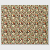 Papier Cadeau Peinture de chien breton vintage (Plat)