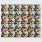 Papier Cadeau Peinture de chien Whippet rétro (Plat)