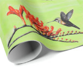 Papier Cadeau Peinture de colibri et de crocosmia (Coin rond)