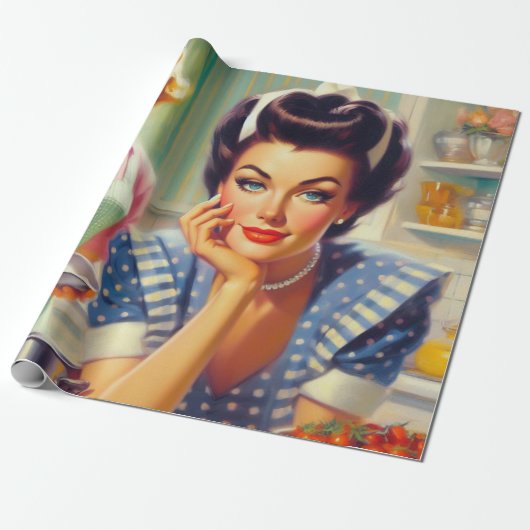 Papier Cadeau Peinture de cuisine rétro (Déroulé)
