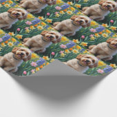 Papier Cadeau Peinture de fleurs printanières de chien Cockapoo (Coin)
