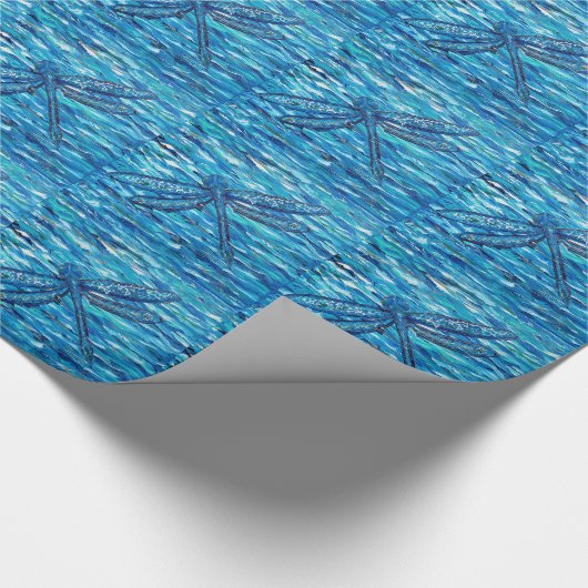 Papier Cadeau Peinture de libellules bleues (Coin)