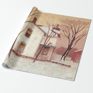 Papier Cadeau Peinture de maison de ferme par l'artiste canadien