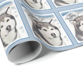 Papier Cadeau Peinture de malamut en Alaska - jolie art original (Coin rond)