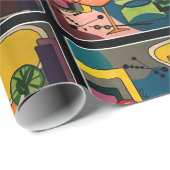 Papier Cadeau Peinture de 'Mid Century Mod Cocktails' sur un (Coin rond)