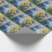 Papier Cadeau Peinture de printemps de chats bleu russe (Coin)