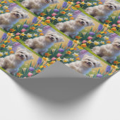Papier Cadeau Peinture de printemps de chien maltais (Coin)