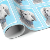 Papier Cadeau Peinture de Saluki (Argent) - Joli art original de (Coin rond)