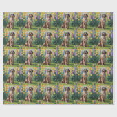 Papier Cadeau Peinture des fleurs de printemps de chien de Wolfh (Plat)