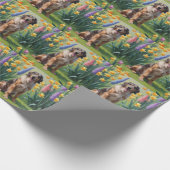Papier Cadeau Peinture des fleurs de printemps de chien de Wolfh (Coin)