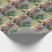 Papier Cadeau Peinture des fleurs de printemps de chien Keeshond (Coin)