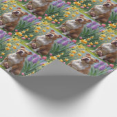 Papier Cadeau Peinture des fleurs de printemps de chien Pitbull (Coin)
