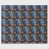 Papier Cadeau Peinture d'Halloween blanc Heeler Chien Whimsical (Plat)