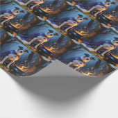 Papier Cadeau Peinture d'Halloween blanc Heeler Chien Whimsical (Coin)