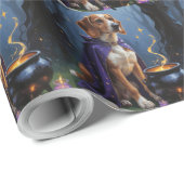 Papier Cadeau Peinture d'Halloween Whimsical Chien d'Afghanistan (Coin rond)