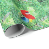 Papier Cadeau Peinture d'oiseaux Red Rosella (Coin rond)