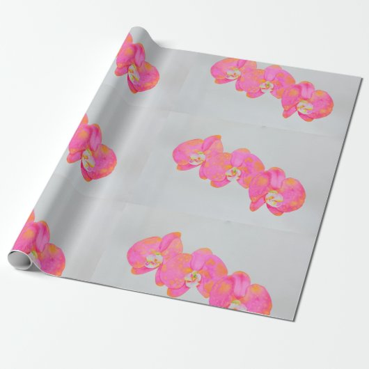 Papier Cadeau Peinture d'orchidée rose (Déroulé)