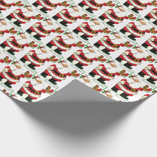 Papier Cadeau Peinture du Père Noël de Noël Cheval Jouet Rétro  (Coin)