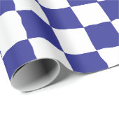 Papier Cadeau Peinture élégante en damier blanc et bleu (Coin rond)