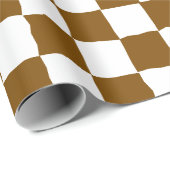 Papier Cadeau Peinture en damier blanc et Brown (Coin rond)