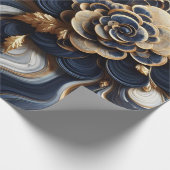 Papier Cadeau Peinture en marbre bleu marine et or Abstrait (Coin)