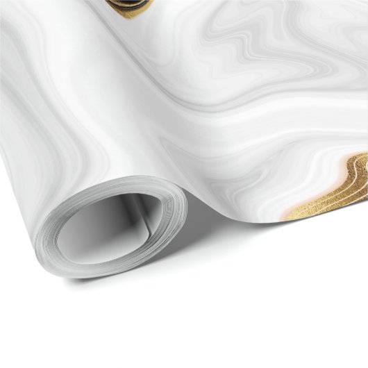 Papier Cadeau Peinture en marbre doré moderne esthétique (Coin rond)