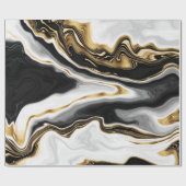 Papier Cadeau Peinture en marbre doré moderne esthétique (Plat)