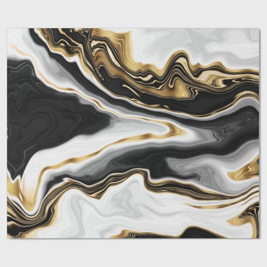 Papier Cadeau Peinture en marbre doré moderne esthétique (Plat)
