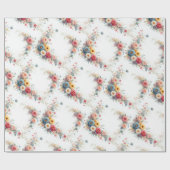 Papier Cadeau Peinture florale à l'aquarelle Cadeau élégant Aqua (Plat)