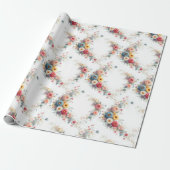 Papier Cadeau Peinture florale à l'aquarelle Cadeau élégant Aqua (Déroulé)