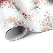 Papier Cadeau Peinture florale à l'aquarelle Cadeau élégant Aqua (Coin rond)