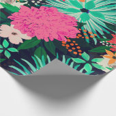 Papier Cadeau Peinture florale assez vivante Conception bleu mar (Coin)