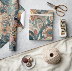 Papier Cadeau Peinture florale d'art fin de style Art nouveau an