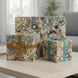 Papier Cadeau Peinture florale d'art fin de style Art nouveau an