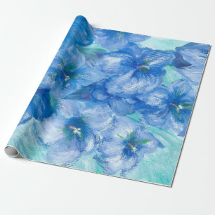 Papier Cadeau Peinture Gentienne Bleue