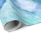 Papier Cadeau Peinture Gentienne Bleue (Coin rond)