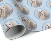 Papier Cadeau Peinture Havanaise (Argent) - Cute Original Chien (Coin rond)